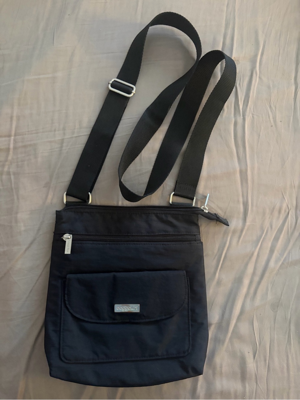 Everyday Black Crossbody Bag with Front Pocket